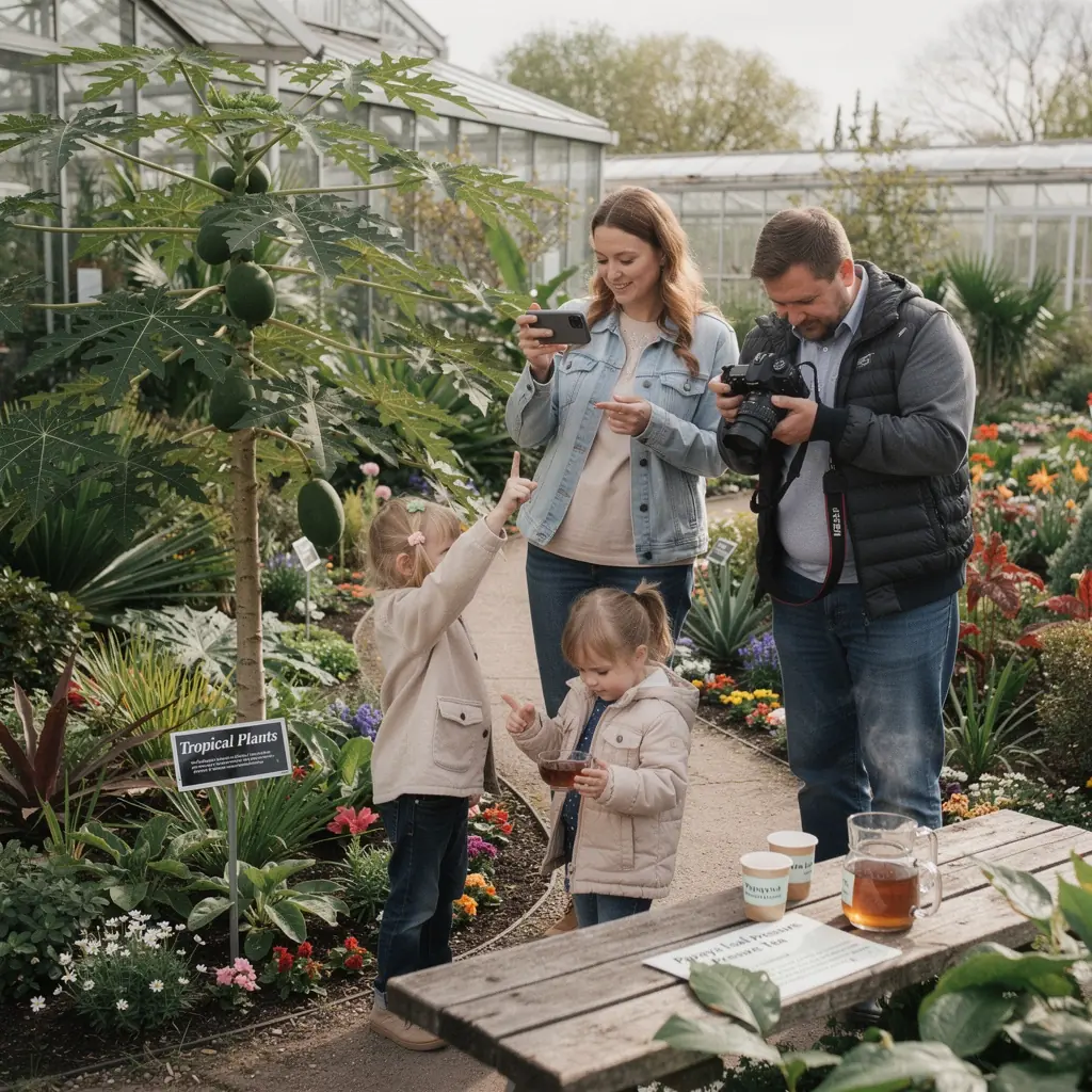 Papajos lapų arbata, pagaminta iš šviežių tropinių ingredientų.