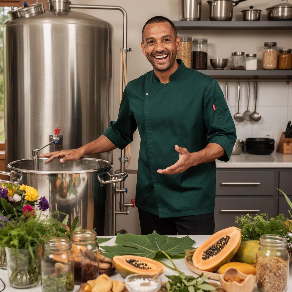 Puodelis papajos lapų arbatos su citrinos griežinėliu ir medumi, patiekiamas su skaniu užkandžiu.